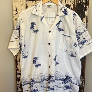 Men’s NWT Ocean Blue Apparel button down USVI ‎ tropical size XL shirt.